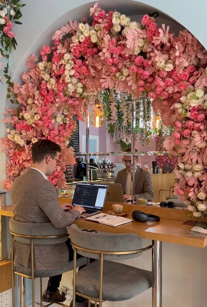 Laptop-Arbeit im Café zum Arbeiten Hamburg